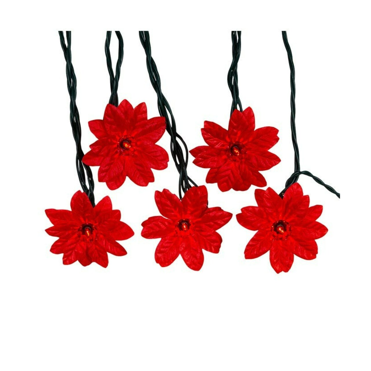 KSA Club Pack of 20 Red Poinsettia Christmas String Lights 41&#x27;